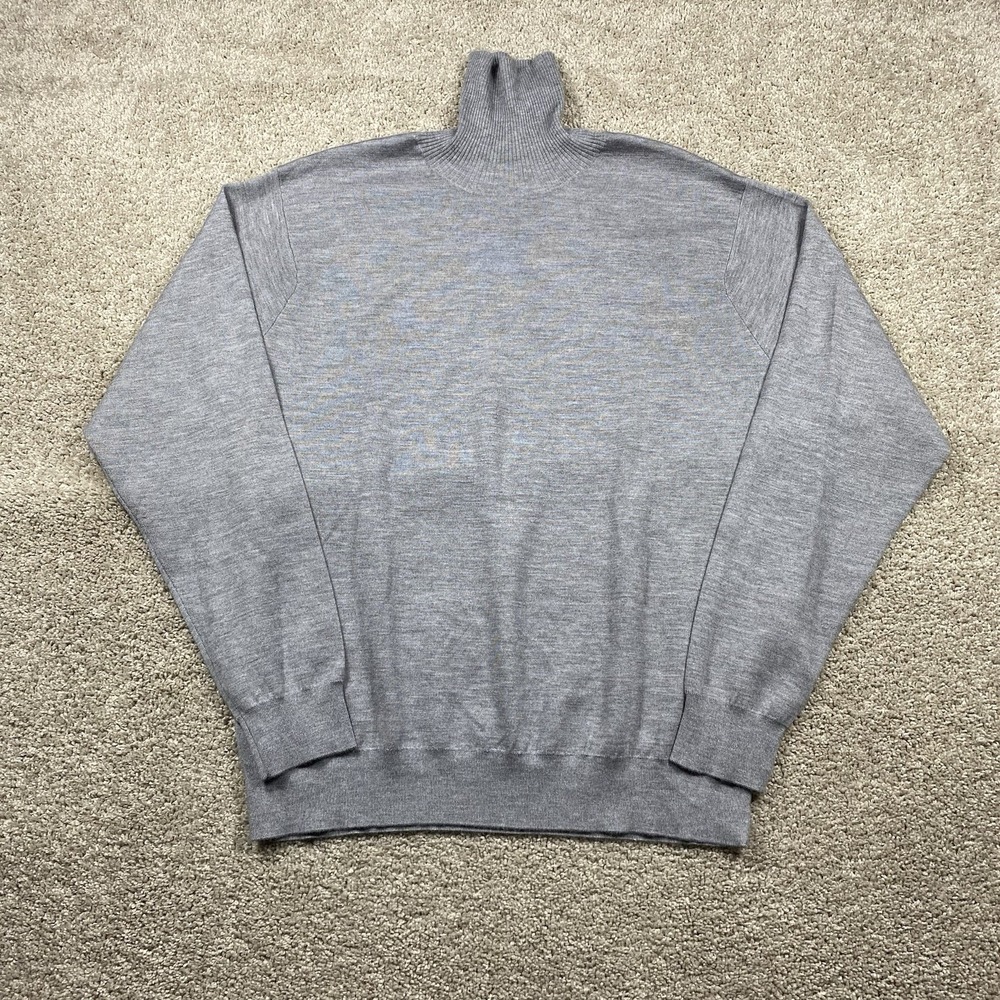 Peter Millar Crown Crafted Mens XXL Gray Cashmere Silk Blend Turtleneck Sweater